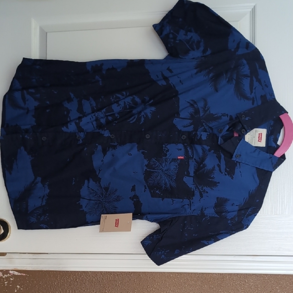 Levi's Blue Casual Button Down Shirt with Modern Camouflage